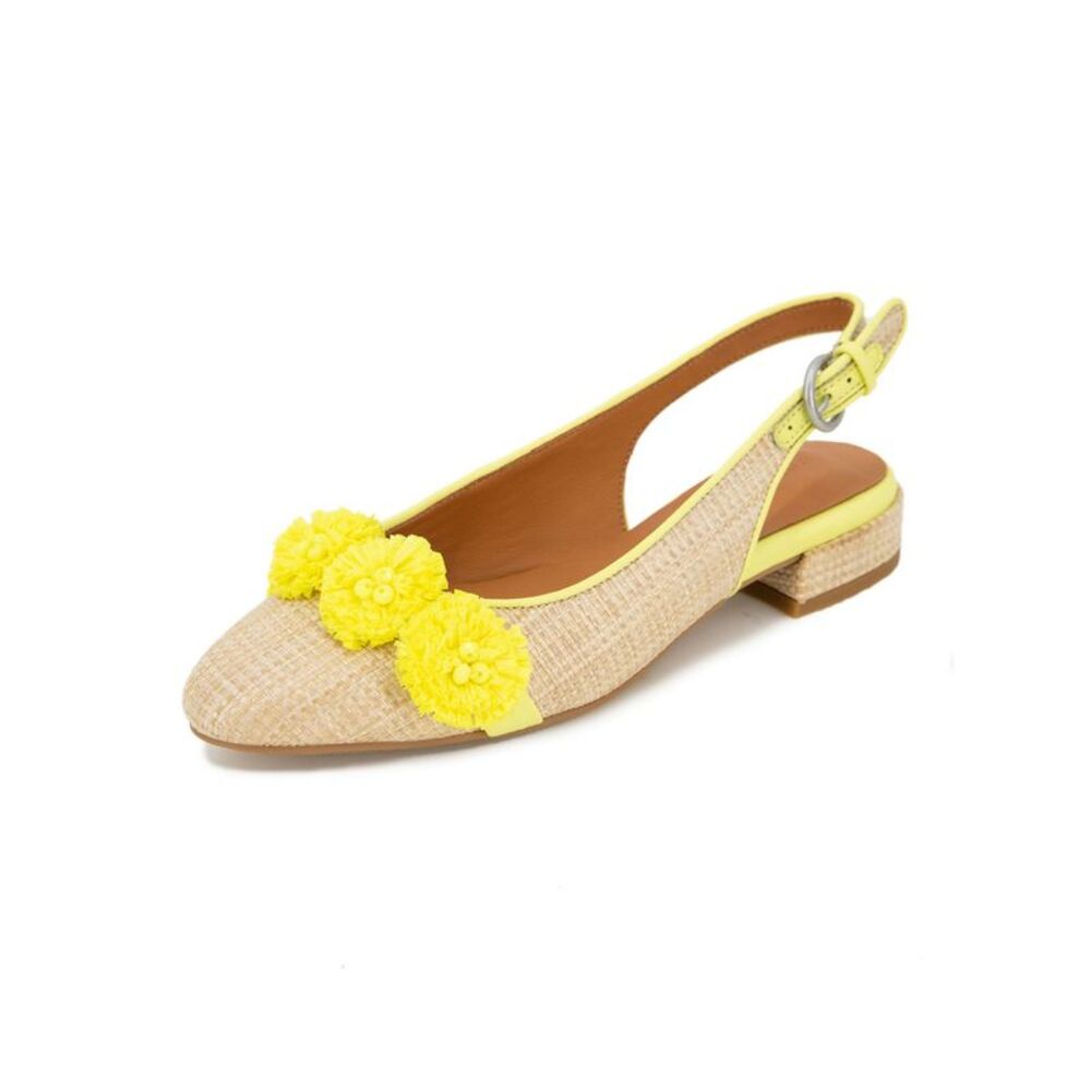 GENTLE SOULS KENNETH COLE Womens Beige 3-D Flower Anana Block Heel Slingback 8 M